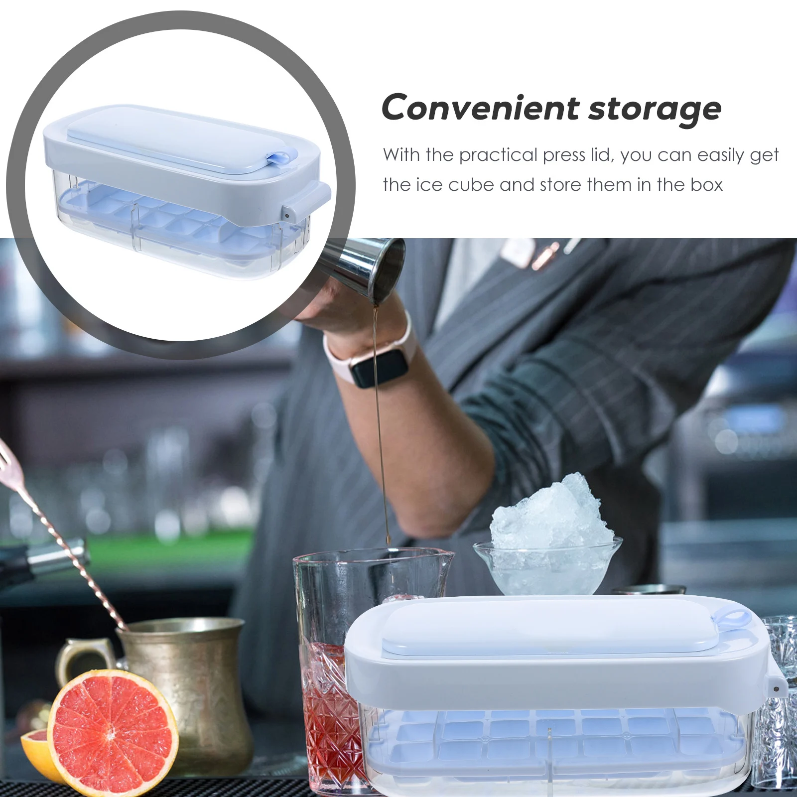 

Silicone Ice Box Tray Green Set Cube Mold Maker Reusable Freezer Large Capacity Press Type Design Practical Device Ice Balls