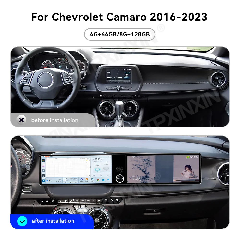 Dual Screen Android 13 Car Radio For Chevrolet Camaro 2016-2023 Carplay Screen Multimedia Player GPS Navigation Head Unit Auto