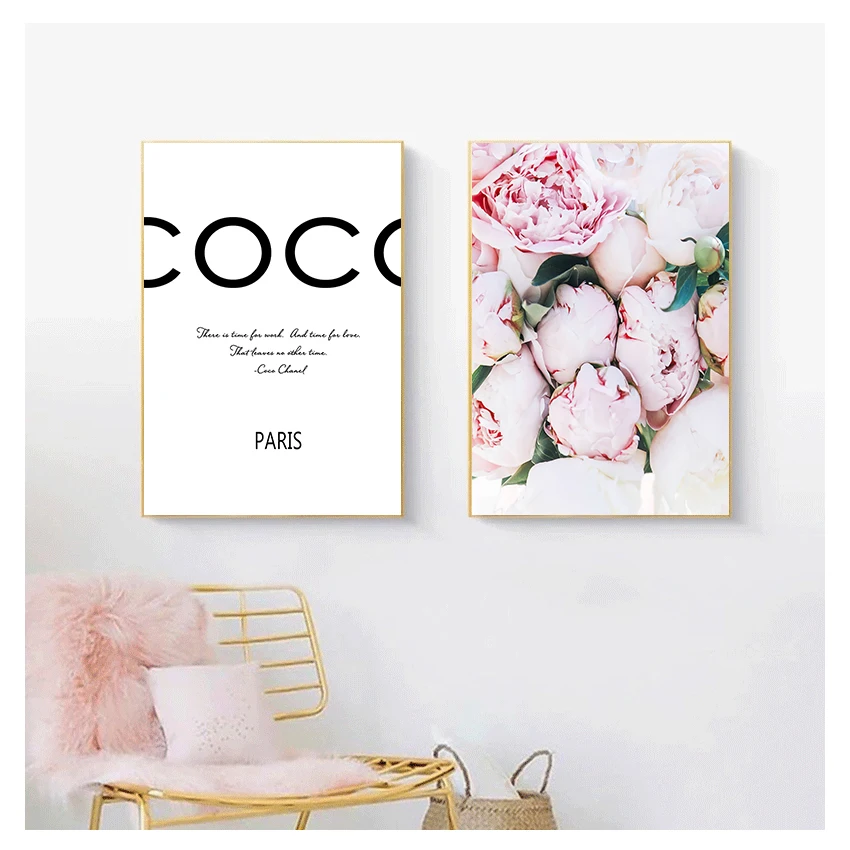 Print Coco Quote Poster Inspirational Canvas Picture Painting Living Room Bedroom Decor Fashion Blush Pink Wall Art Peonies