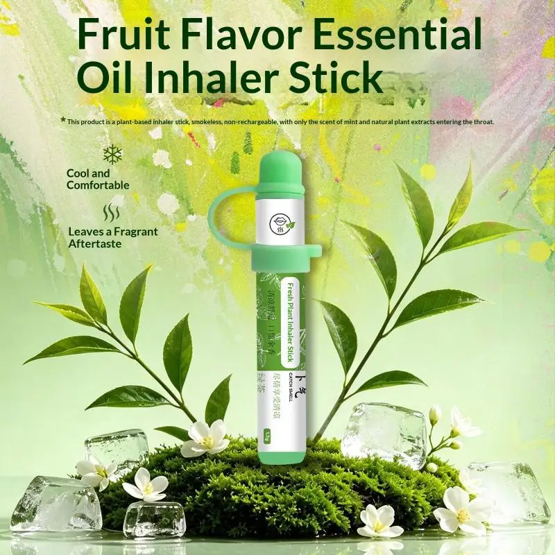 1Pcs Cool Scent Nasal Inhaler Multi Flavor Refreshing Plant Aroma Inhaler Stick Fresh Fragrance Refreshing Scent Stick