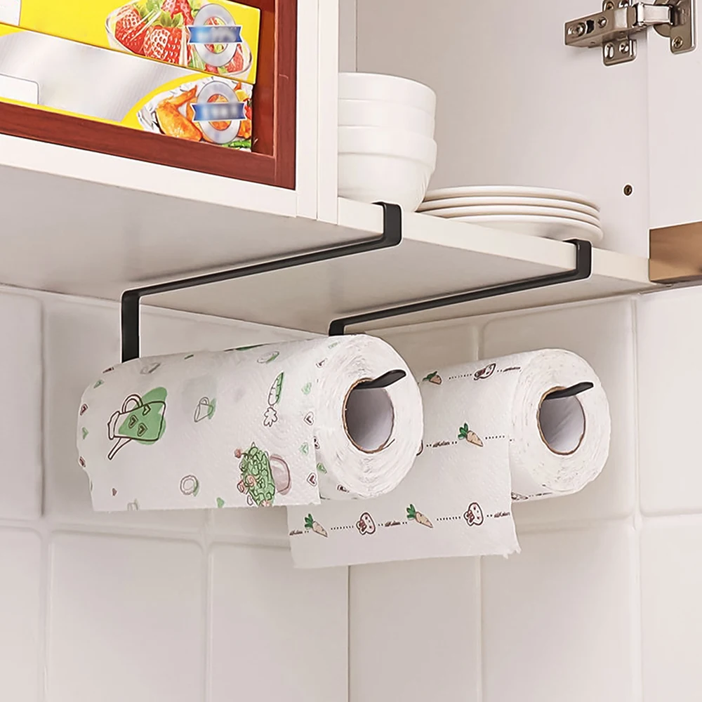 Hanging Kitchen Paper Towel Rack, Roll Paper, Plastic Wrap, Rag Storage Rack, For Kitchen, Cabinets, Bathroom Storage Rack