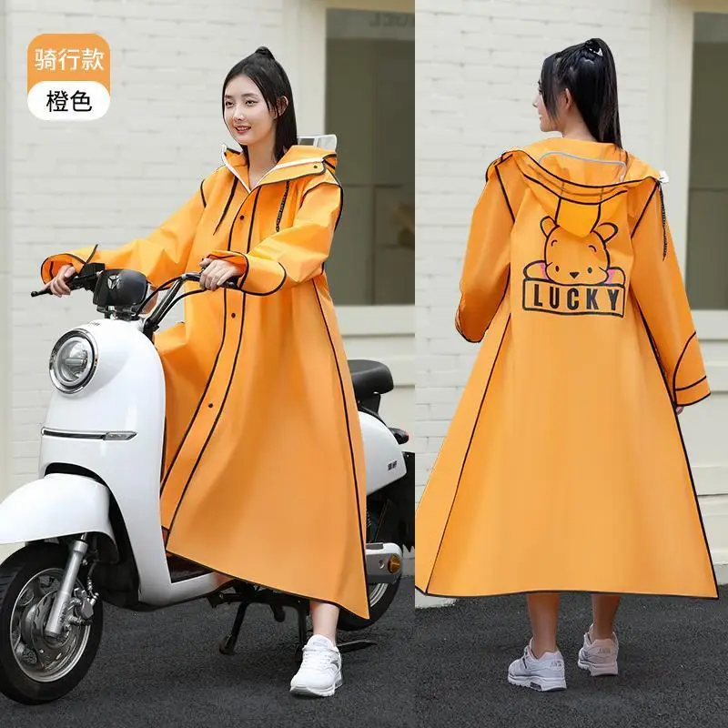 Cartoon raincoat electric car long full body rainstorm protection cycling hiking, battery bike bicycle backpack rain poncho