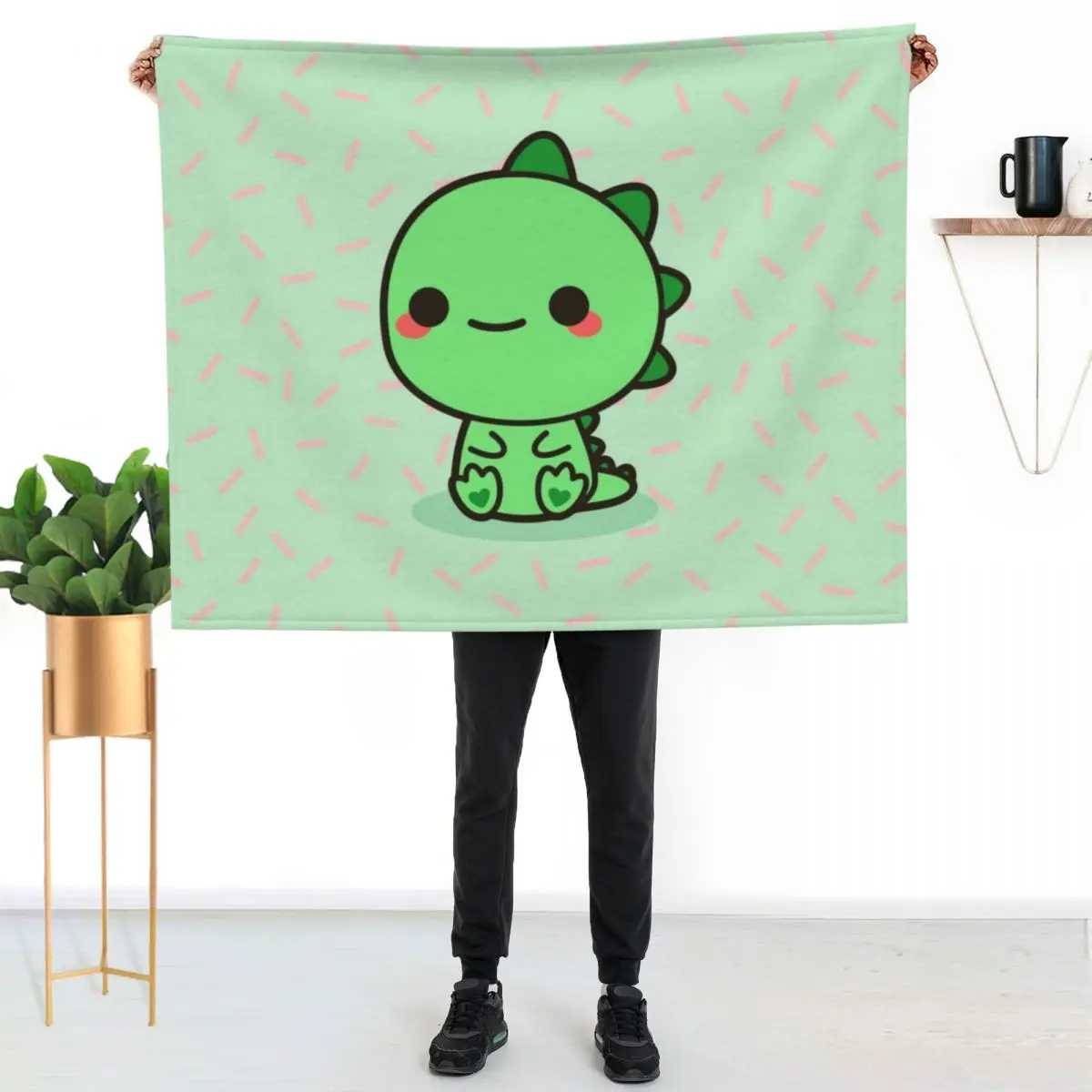 

Kawaii Dinosaur Throw Blanket Plush Fuzzy Cozy Blanket for Couch Sofa