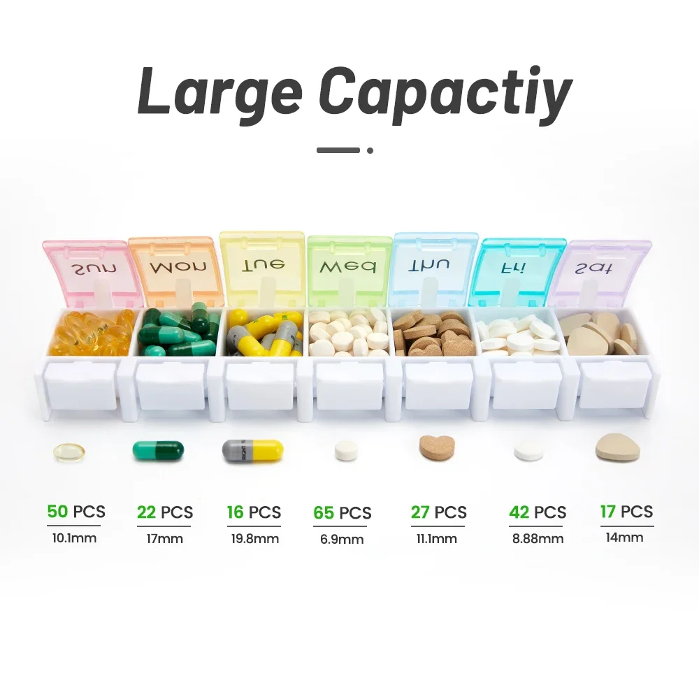 

7 Days Pill Box Weekly Pillbox Tablet Holder Medicine Storage Case Drug Container Tablet Storage Box Organizer 7 Cells Pill Case