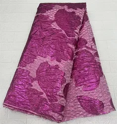 Fuchsia Pink African Brocade Jacquard Fabric Floral Damask Lace Cloth 2022 Nigerian Flower Tissus Africain For Wedding DJB24