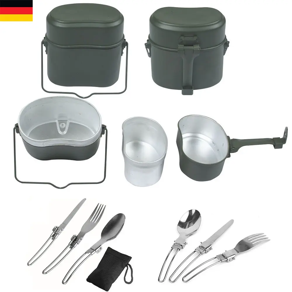 

3-Piece Heatable Outdoor Lunch Box Food Grade Aluminum Portable Camping Cookware Set for Hiking Travel Picnic Lightweight