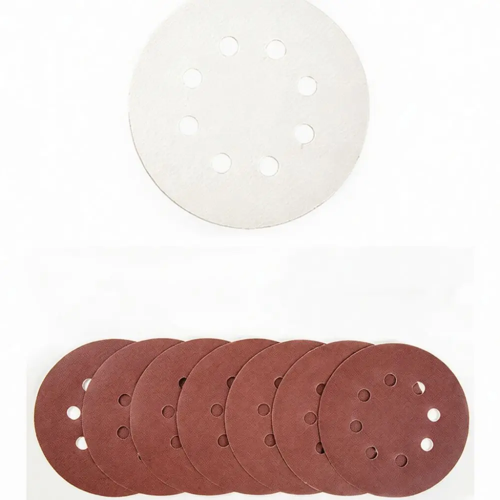 125mm 5 Inch Sanding Discs 8 Hole Hook And Loop Red Abrasive Grinding Papers For Power Tool Metal Woodworking Finishing