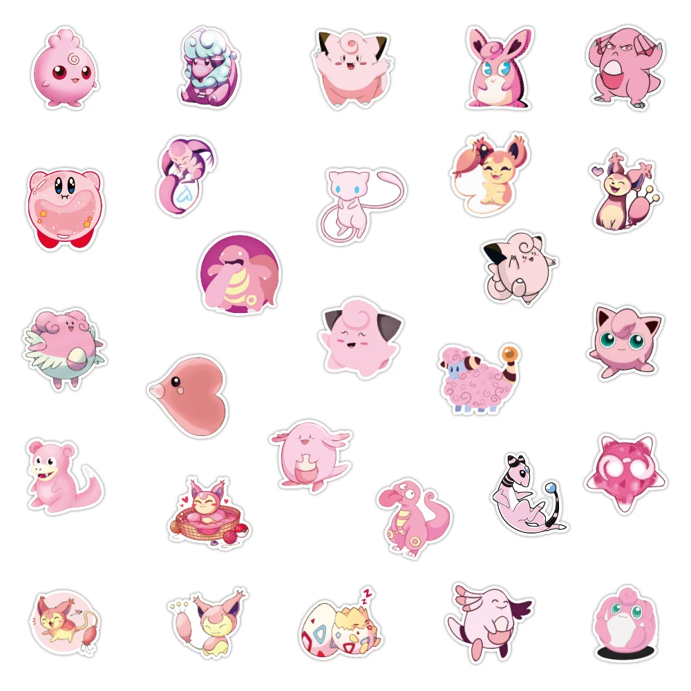 10/30/50PCS Pink Style Pokemon Anime Game Stickers Car Motorcycle Travel Luggage Guitar Fridge Laptop Classic Toy Kawaii Sticker