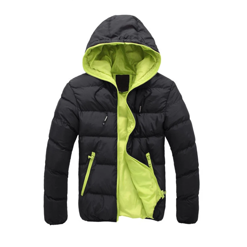 New Cotton Padded Jacket Mens Hooded Parkas Coat Casual Autumn Winter Thin Hooded Cotton Padded Jacket Outdoor Travel Outwear