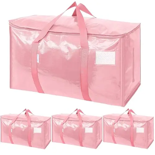 

TICONN Набор из 4 сверхбольших мешков для переезда, сверхпрочные, с молниями и ручками для переноски, прочные сумки для хранения, коробки для переезда для одежды