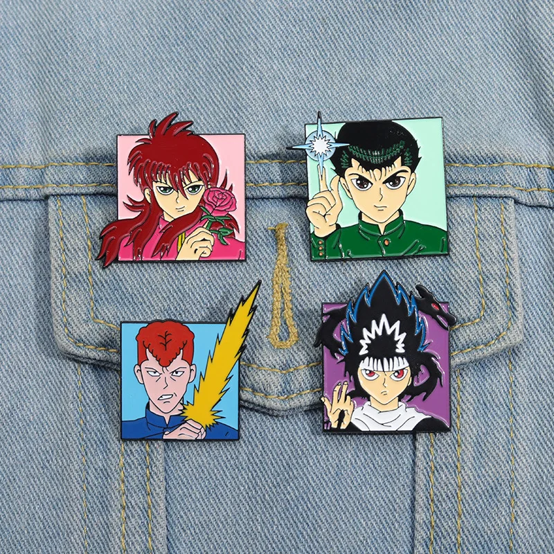 Anime Figure Urameshi Yusuke Brooch Pins Cartoon YuYu Hakusho Character Badge Enamel Brooches Jewelry Cosplay Props Gift Accesso