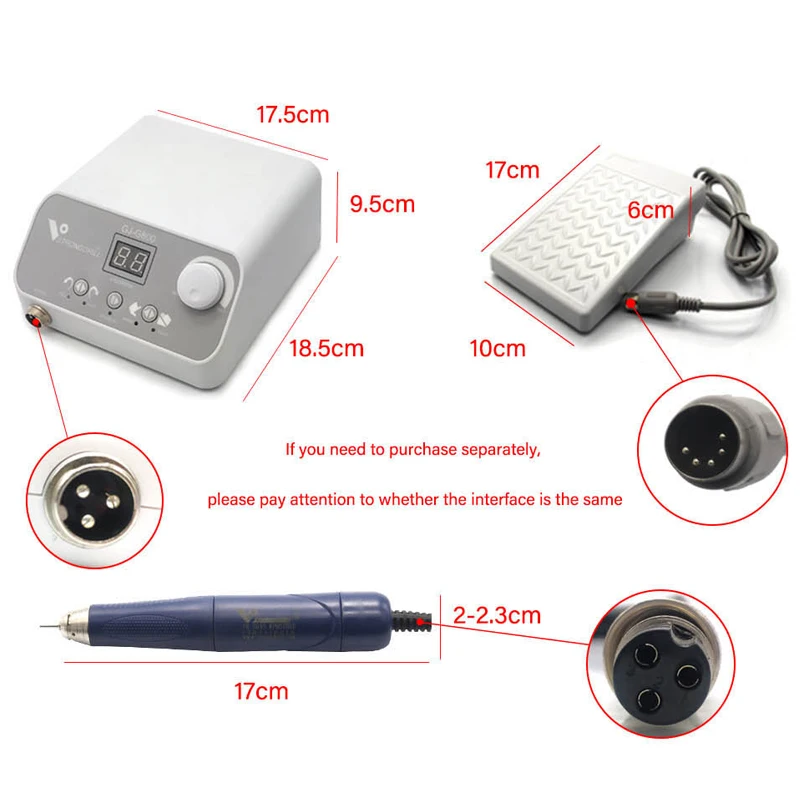 Dental laboratory micro motor handle 50000rpm professional brushless polishing machine foot control 50W power