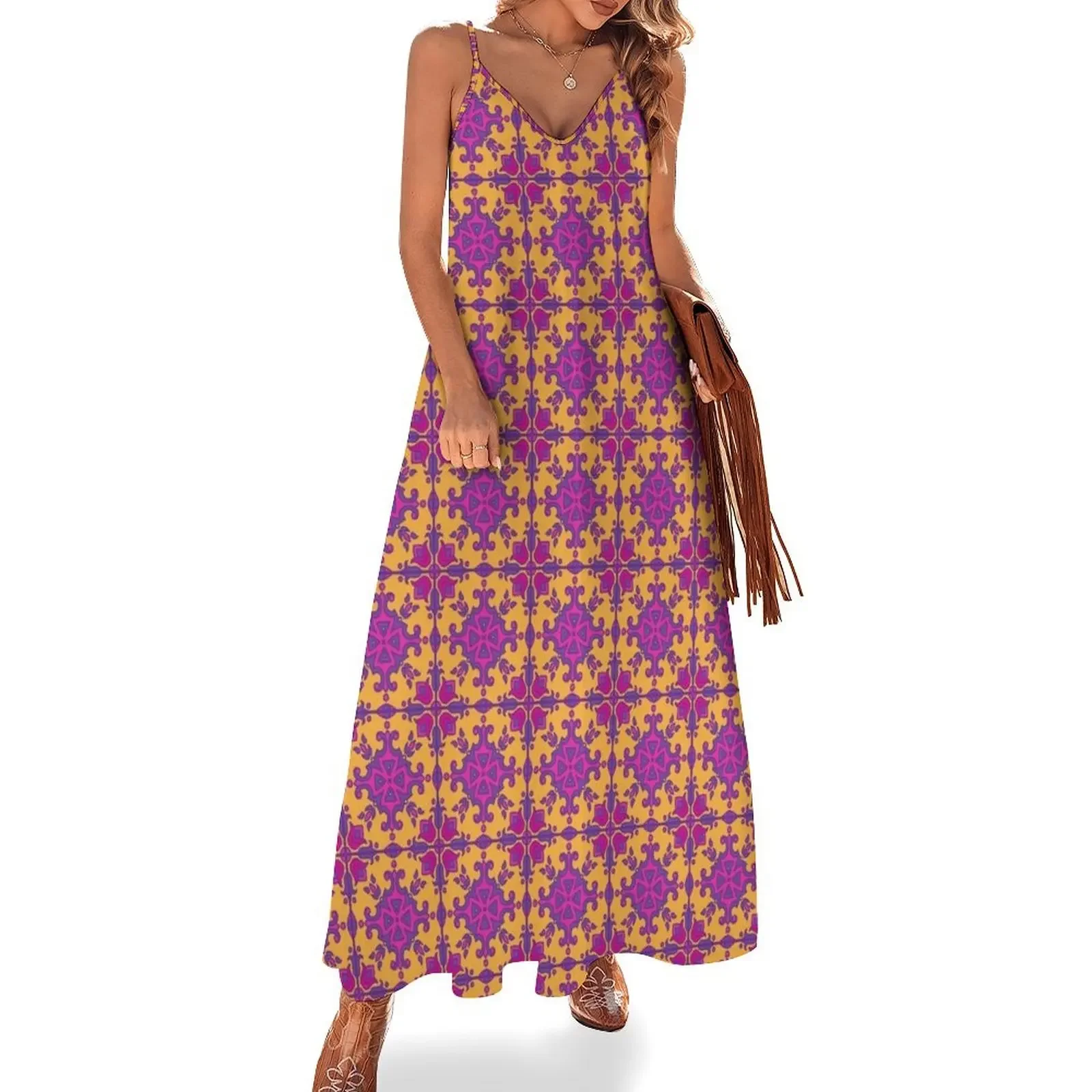 

Portuguese azulejo tiles. Sleeveless Dress clothes luxury evening dresses for women 2025