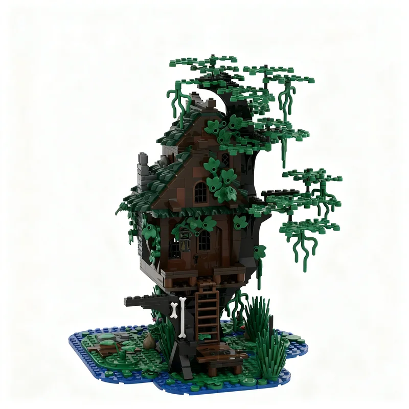 830개 MOC 마녀의 늪나무집 성 모델 블록 장난감 건축 조립 크리스마스 선물 DIY 창의 교육