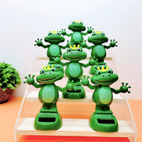 Car Decoration Solar Energy Decoration Shaking Head Doll Cartoon Frog Prince Shape Decoration Gift Creative Interior Automotive