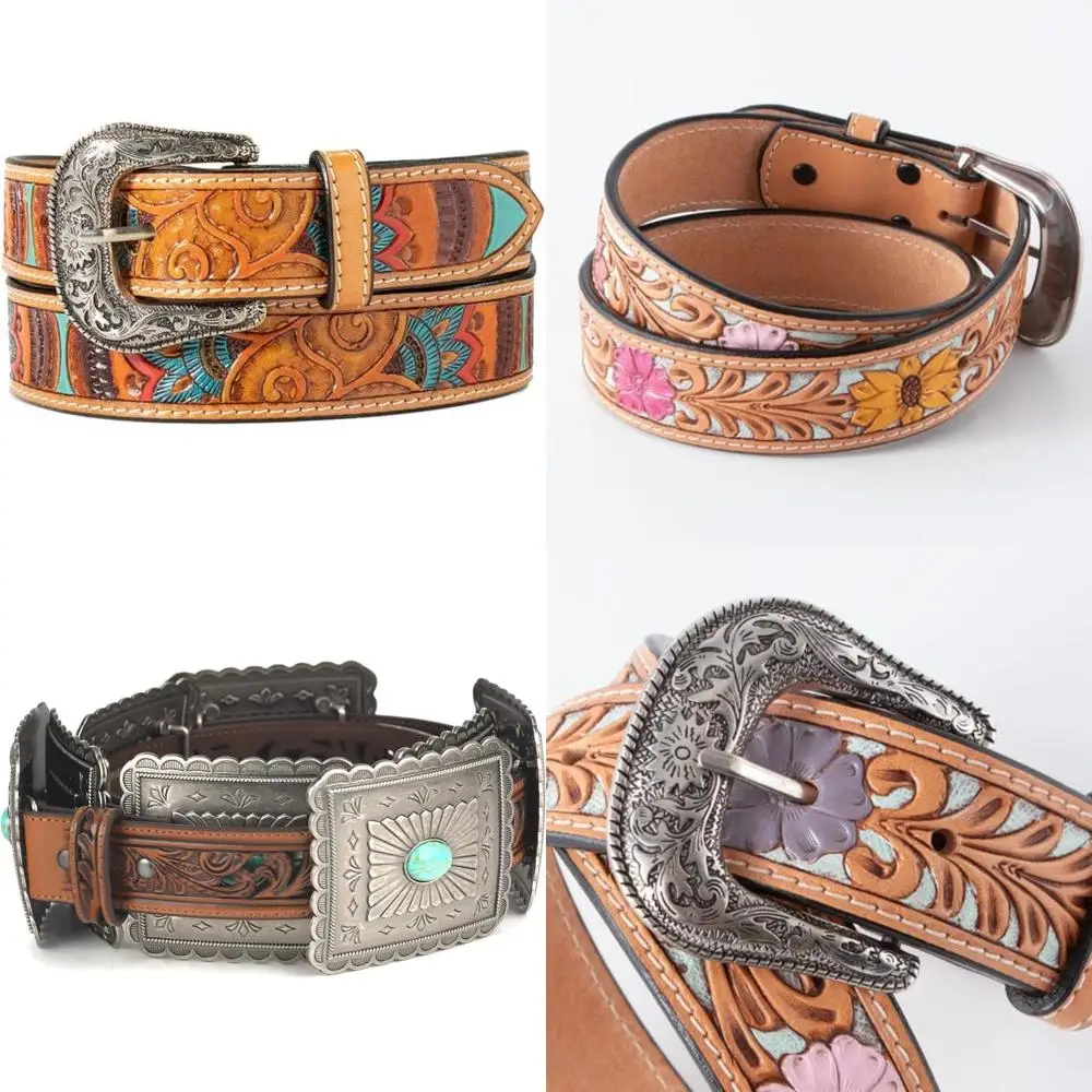 

Женский ремень ручной работы в стиле вестерн с узором пейсли — модный и аутентичный ковбойский стиль