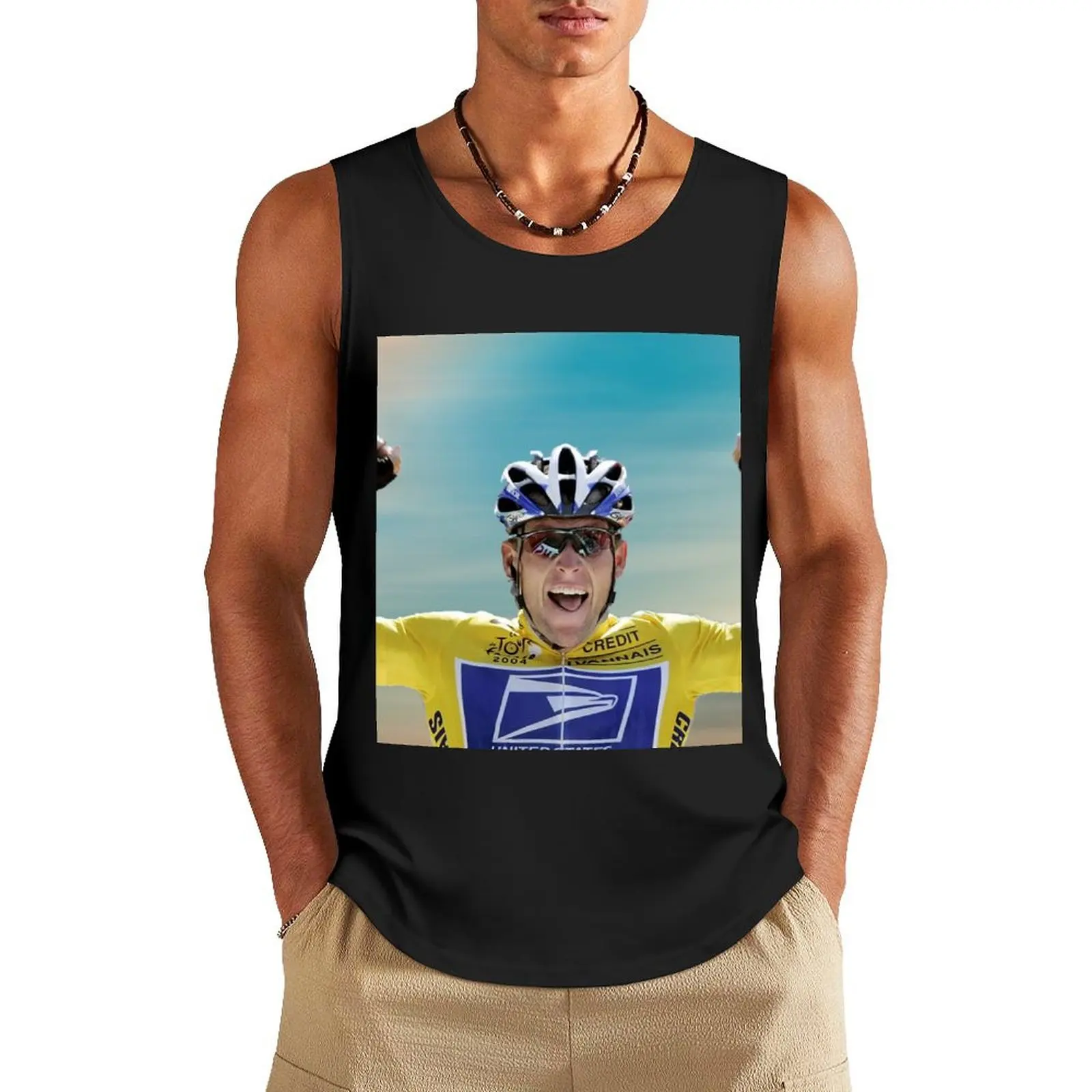 Lance Armstrong Tank Top gym clothing Vest muscular man T-shirt sports