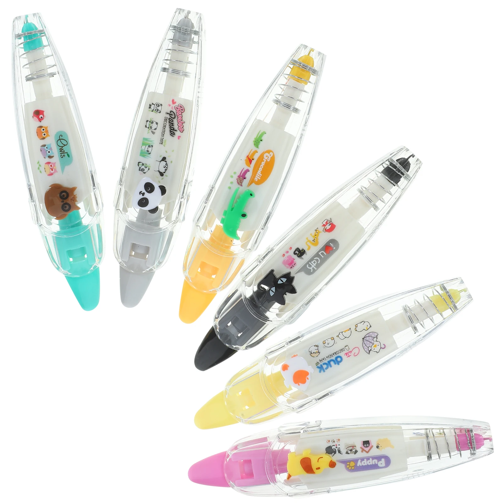 

6 Pcs Correction Tape Stationery Decorative Kids DIY School Cartoon Press Type Scrapbooking Plastic Stickers