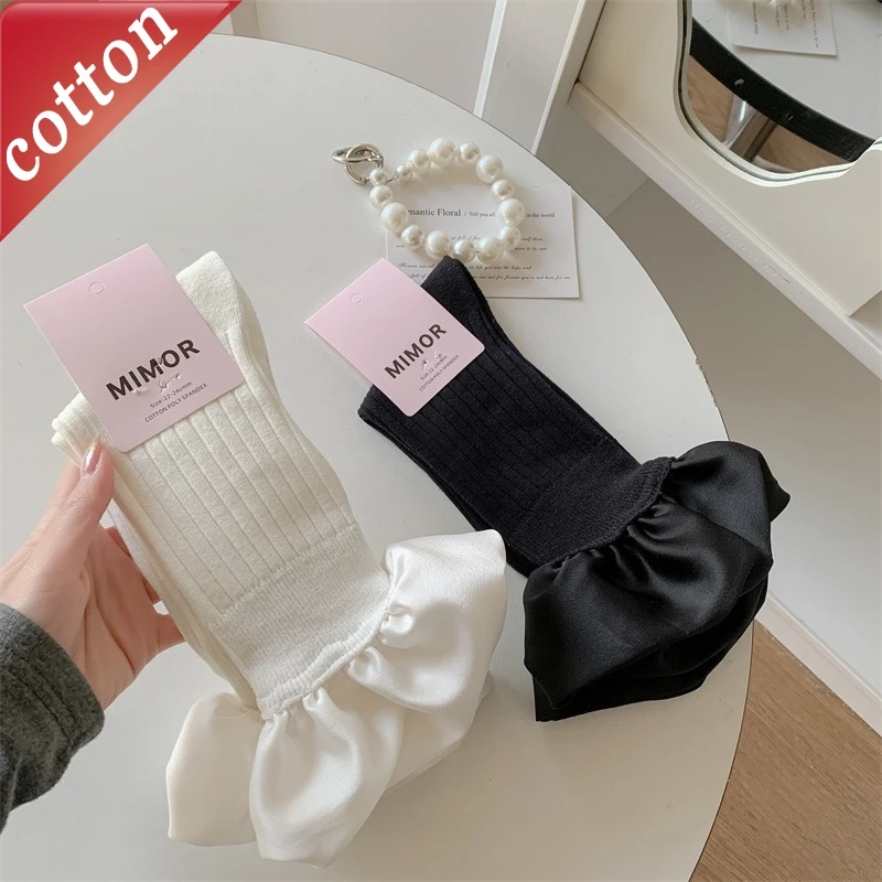 

Women's Socks Korean Solid Color Simple Sweet Elegant Verstaile Mid Tube Socks High Quality Comfortable Cotton Socks For Girl