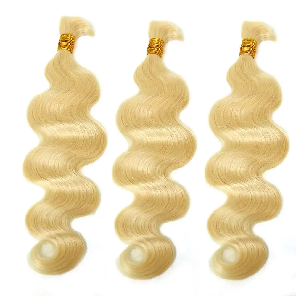 Body Wave Braiding Hair For Boho Braids Bohemian #613 Blonde Body Wave Curly Bulk Hair For Braiding No Weft 1/2/3 Bundles 50G/Pc