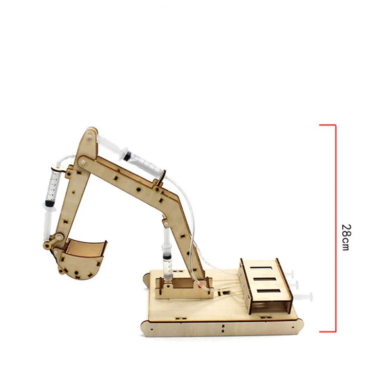 DIY Manual Excavator Assembly Model Toy Hydraulic Wooden Excavator Assembly Model Set Kids Early Experiment Educational Toy