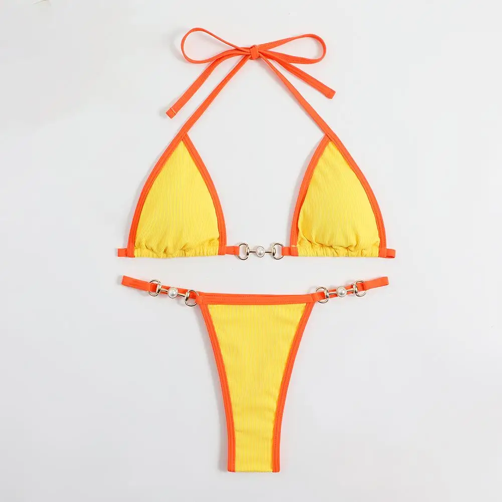 

Ladies' Color Block Fashionable Casual Sexy Women's Bikinis Breathable Sexy Bras Lingerie Split Women's Two-piece Swimsuit