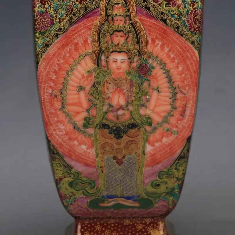 Cloisonne Enamel Thangka Buddha Inlaid Vase Qing Yongzheng Style Antique Porcelain Reproduction Home Decor Collectible