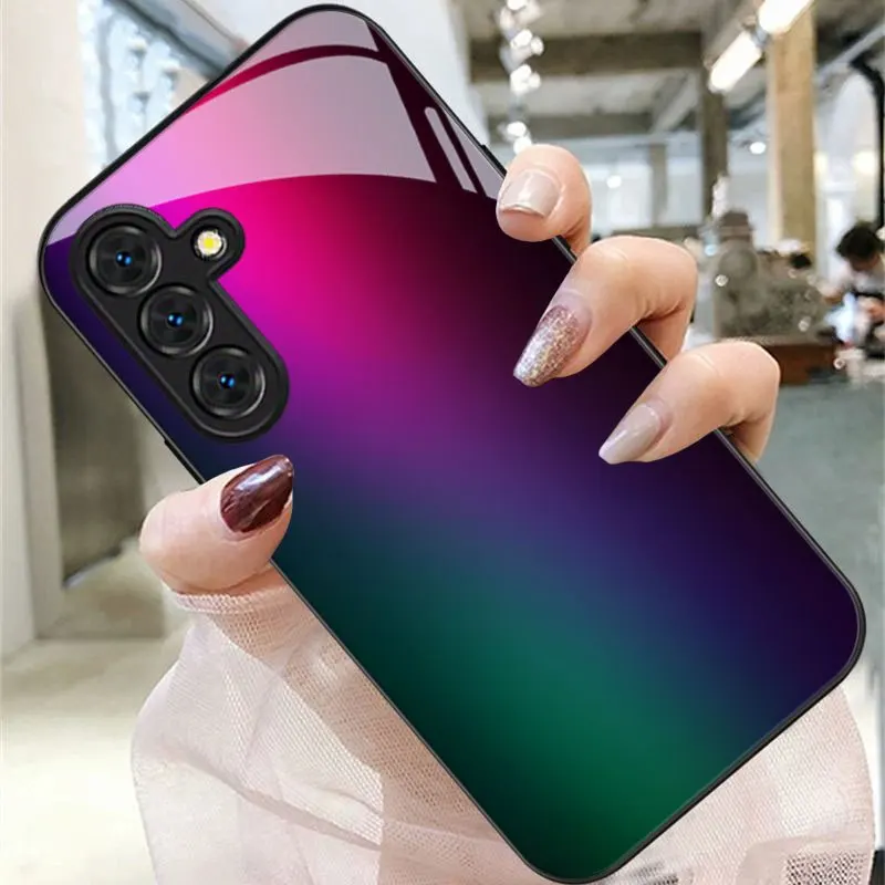 Gradient rainbow background electroplated glass phone case for Samsung Galaxy S26 S25 S24 S23 S22 S20 FE/Ultra/Plus drop Cover