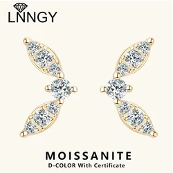 Lnngy Minimalist Moissanite Earring 925 Sterling Silver Leaf-shape Earrings For Women Ladies Piercing Pendientes Daily Jewelry