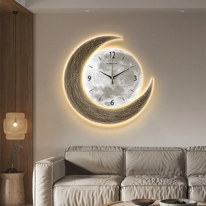 2026 New Light Luxury High-End Wall Lamp with Clock Stylish, Silent, Drill-Free Wall Mount for Living Room