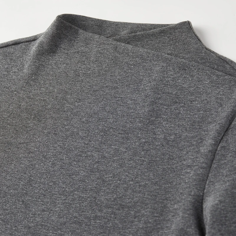 SENTUBILA Women's Knit T-shirt Design-Fitted Sheer Floral Lace Sleeve O-neck Tees 2025 Autumn Simple Slim-fit Tops 153TA3421