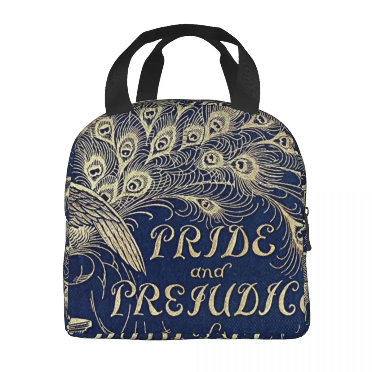 Pride And Prejudice Peacock Feather Portable Lunch Box Women Waterproof Jane Austen Thermal Cooler Food Insulated Lunch Bag