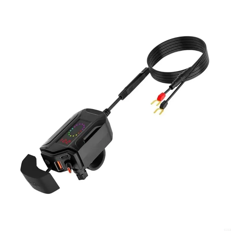 Fast Charging Motorcycle Phone Chargers USB C Port Waterproof with Meter
