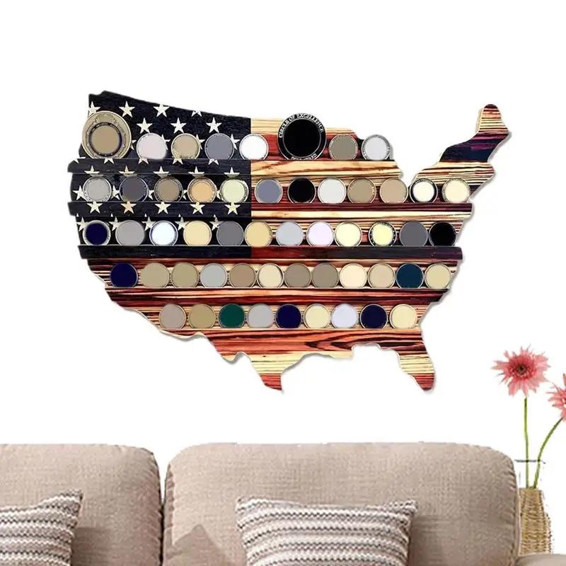 

Wooden Flag Challenge Coin Holder Challenge Coin Display Multi-layer Structure Patriotic Home Decor For Bedroom Living Room