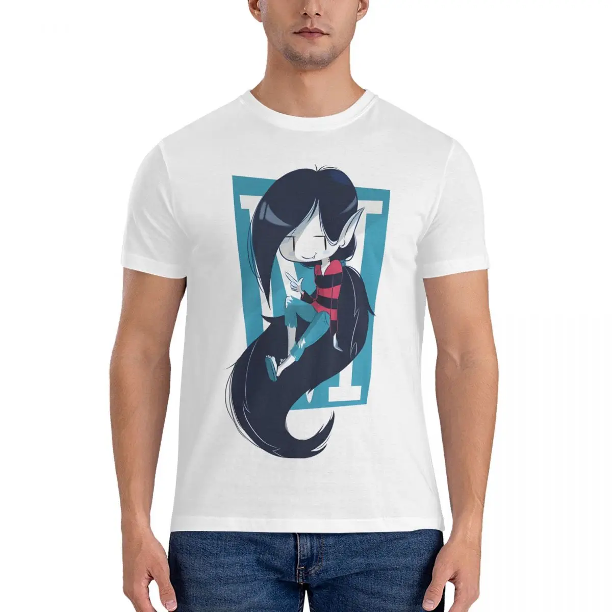 M For T Shirts Men 100% Cotton Vintage T-Shirts Crewneck Marceline Tee Shirt Short Sleeve Tops Summer