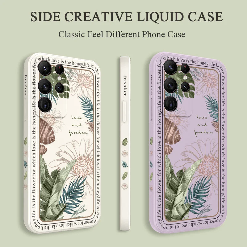 Ins Tropical Style Phone Case For Samsung Galaxy S25FE S24 S23 S22 S21 S20 Ultra Plus FE S10SNote 20 ultra 10 9 Plus Cover
