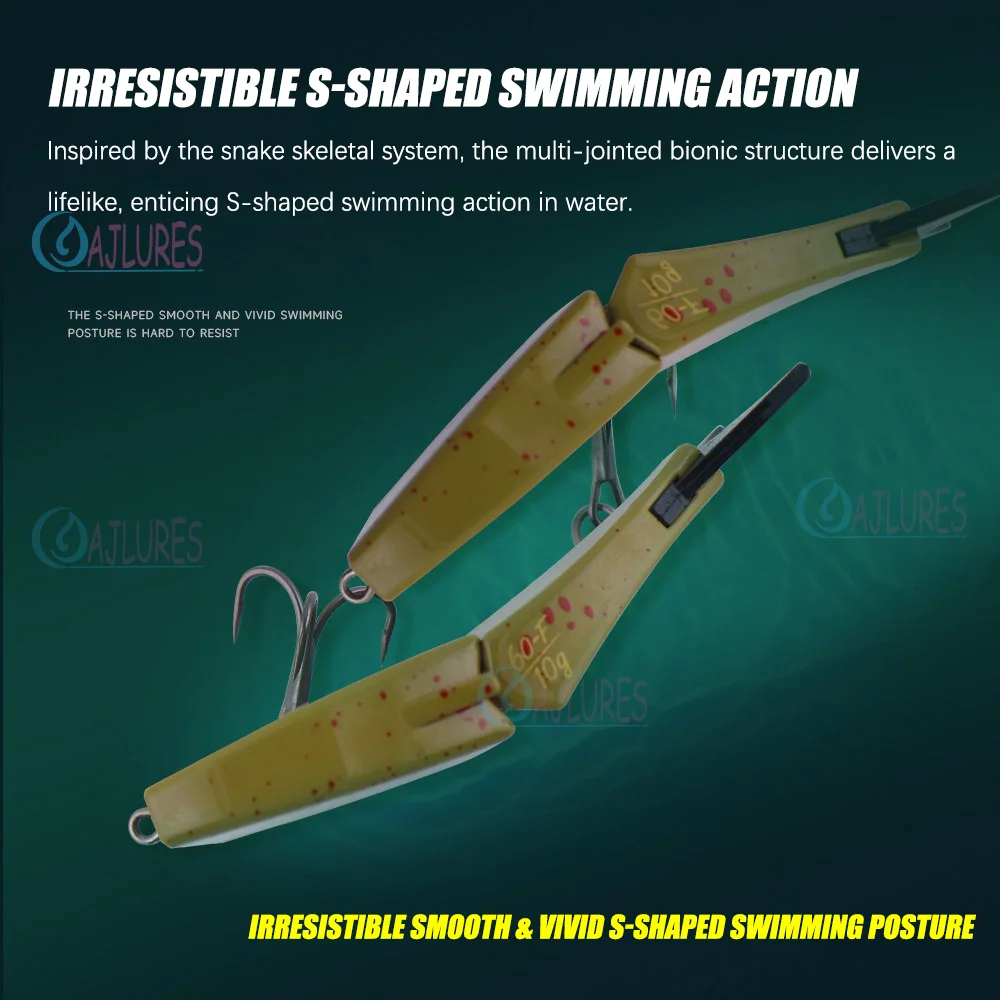 Slow Sinking Swimbait Lure 73mm 10g 2-Jointed Soft Tail Mustad Treble Hook Wobbler Bionic Artificial Bait for Bass Pike Tackle - view 2