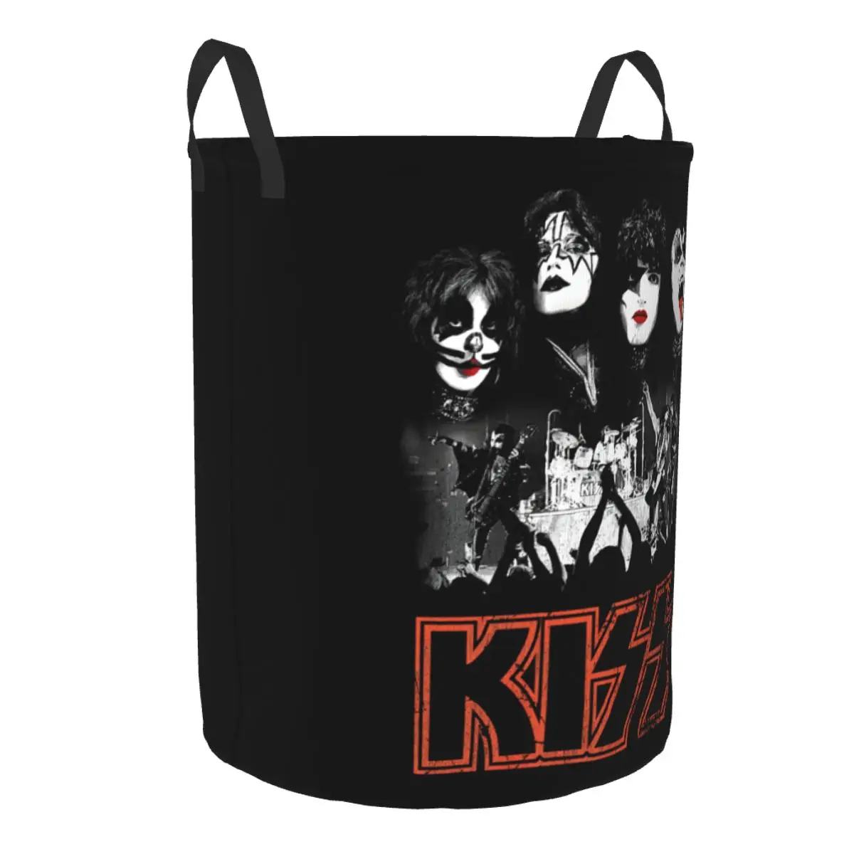 Custom Kiss Rock Metal Band Laundry Basket Foldable Clothes Hamper for Baby Kids Toys Storage Bin