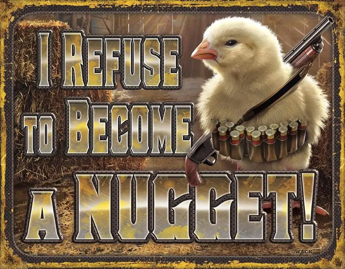 Desperate Enterprises I Refuse to Become A Nugget Tin Sign - Nostalgic Vintage Metal Wall Decor - Made in CHINA