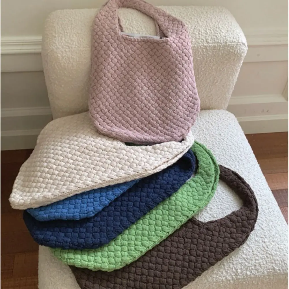 

Fashion Summer Cotten Crochet Shoulder Bag Fashion Simple Hollow Out Weave Bag Handbag Large Capacity Beach Handbag Women