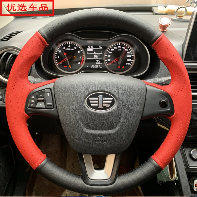 For bestune B50 B70 x40 X80 T33 T55 T77 T99 Customized leather hand sewn steering wheel cover car interior accessories