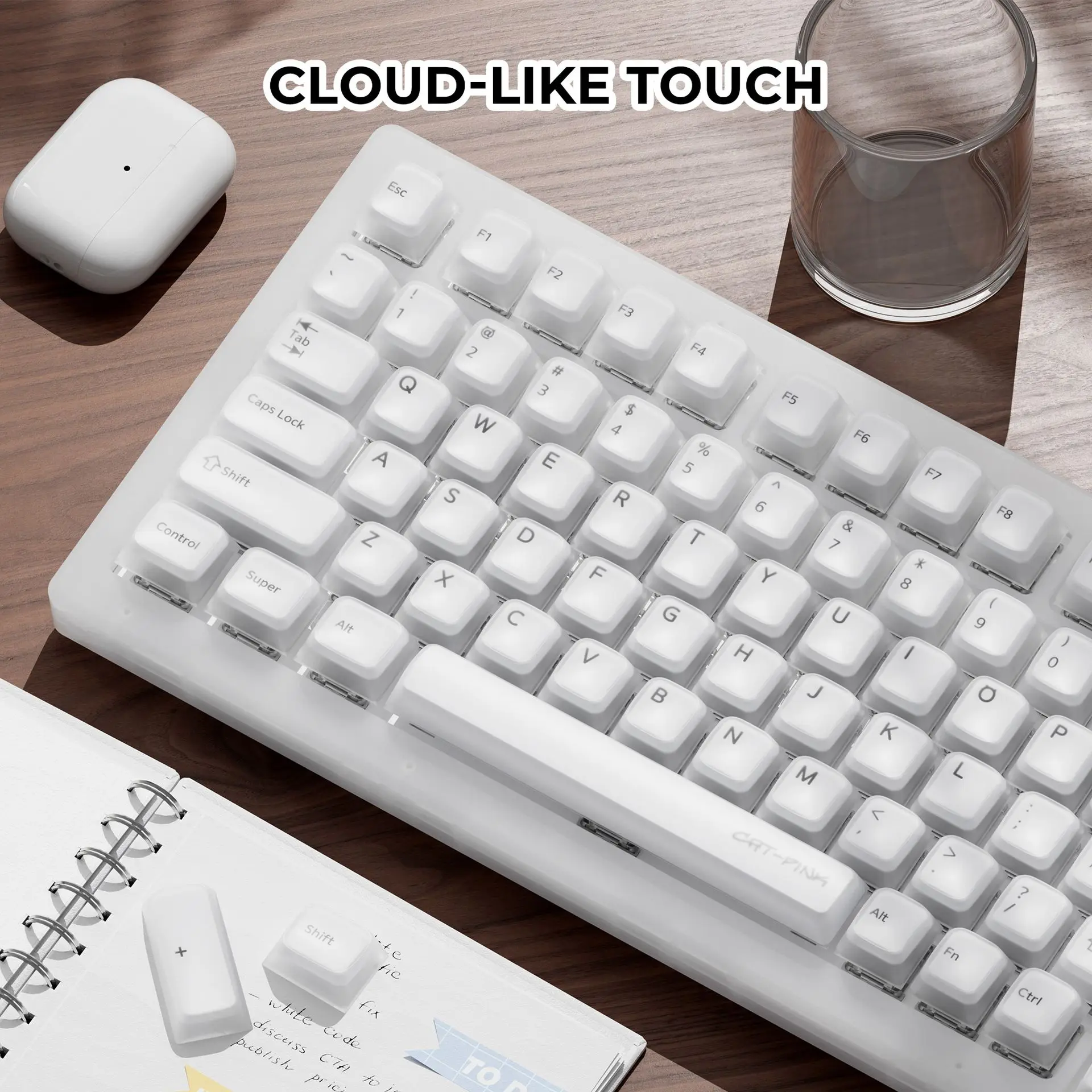 English Silicone Keycap White Pink Silicone PC Girl Cute High-value Bilingual Engraved Keycap for Mechanical Keyboard Below 87