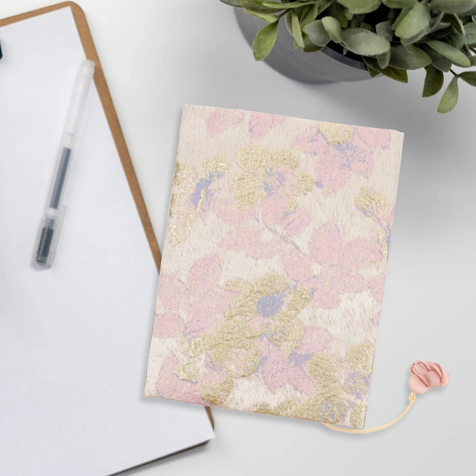 

Fabric Book Cover Protector Waterproof Soft Double Side Print Jacket for A5 Notebooks Textbooks Elegant Design