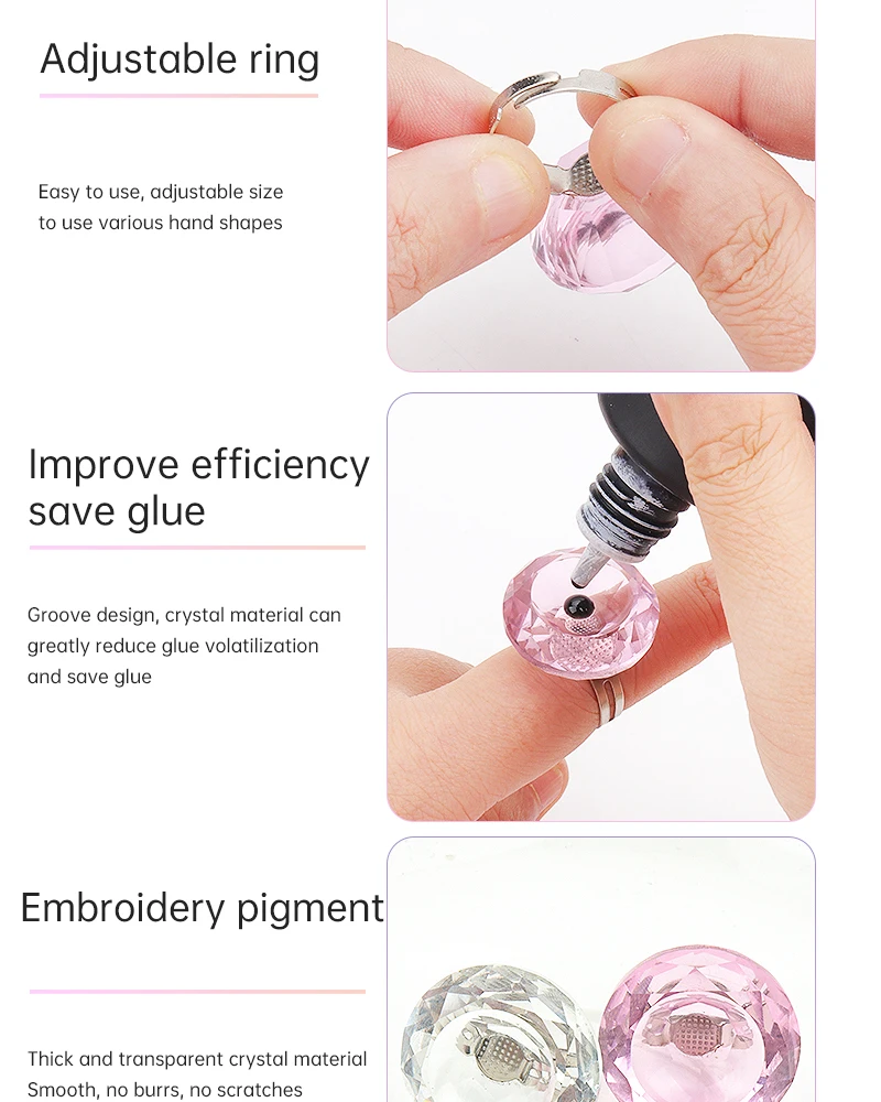 Verstellbarer Kristall-Fingerring für Wimpernkleber, Wimpernlifting-Palette, Tattoo-Pigment-Tintenhalter, Zubehör – Detail 5