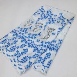 African Cotton Lace Fabric 2024 High Quality Nigeria French Swiss Voile Lace Fabric With Stones For Party Wedding