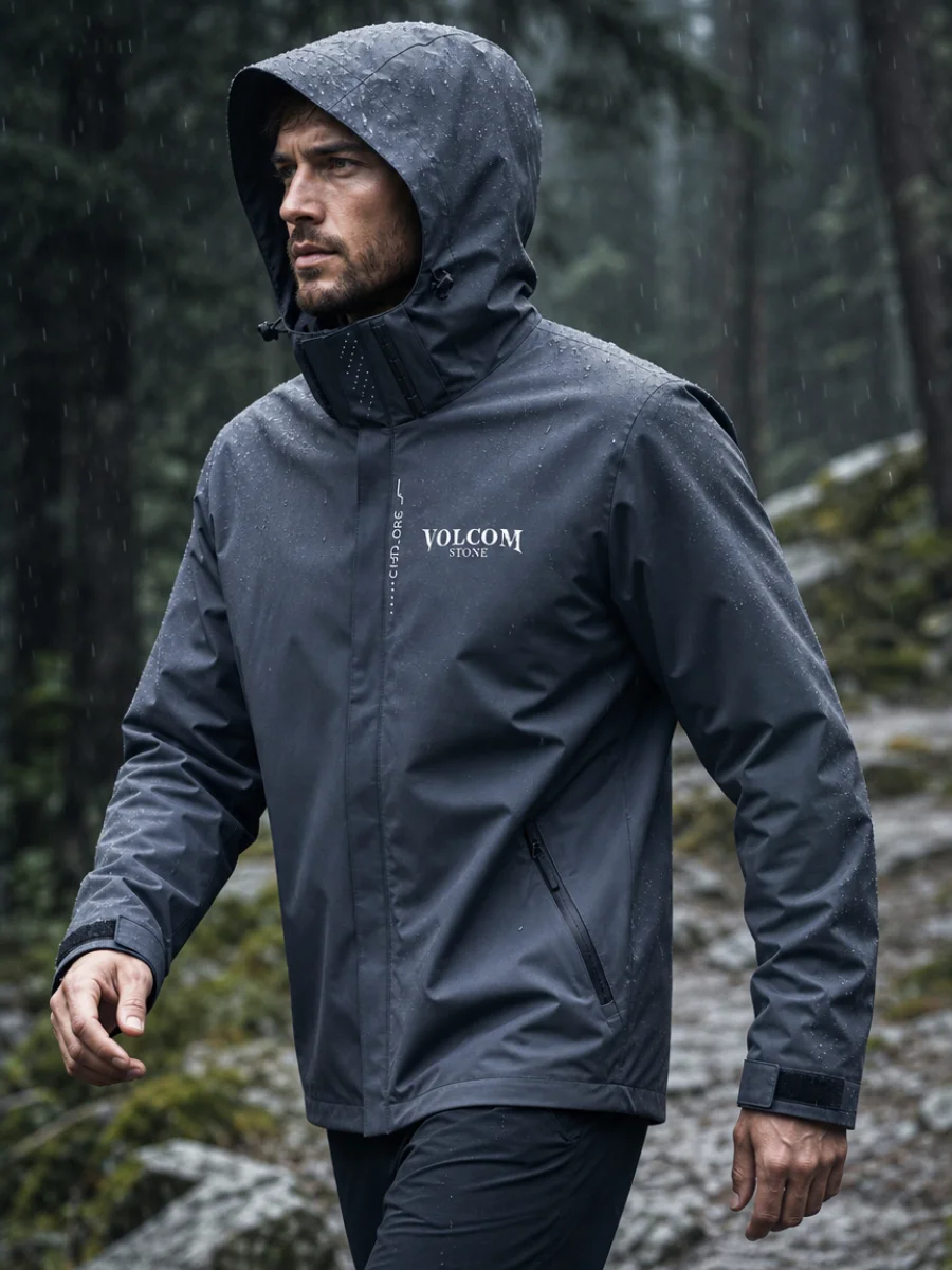 2026 new Spring and Autumn brand VOLCOM printed windproof parka, zipper detachable hood jacket, hiking and commuting windbreaker
