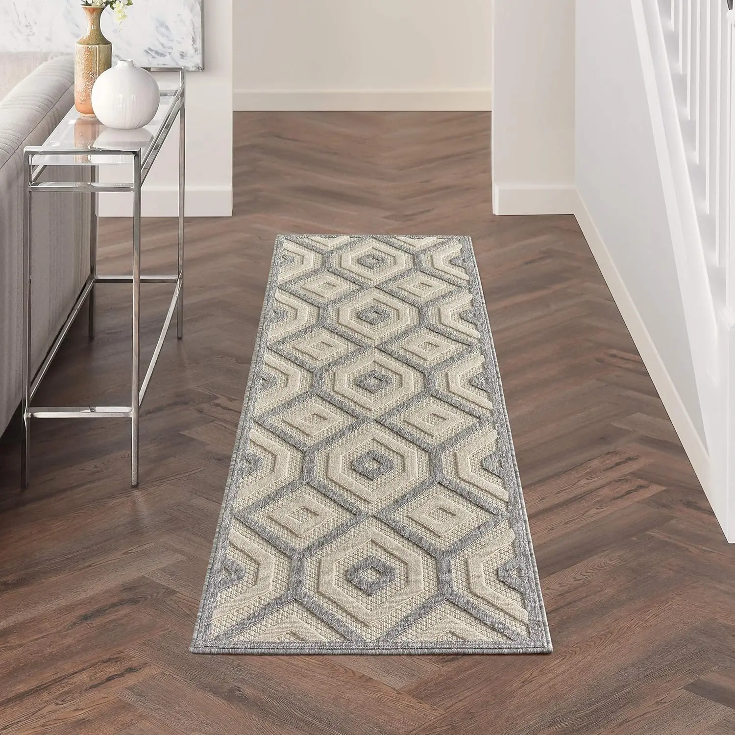 

Palamos Indoor-Outdoor Cream 2'2"" X 7'6"" Area Rug, Easy Clean, Non Shedding, Bed Room, Living Room, Dining Room, Backyard,