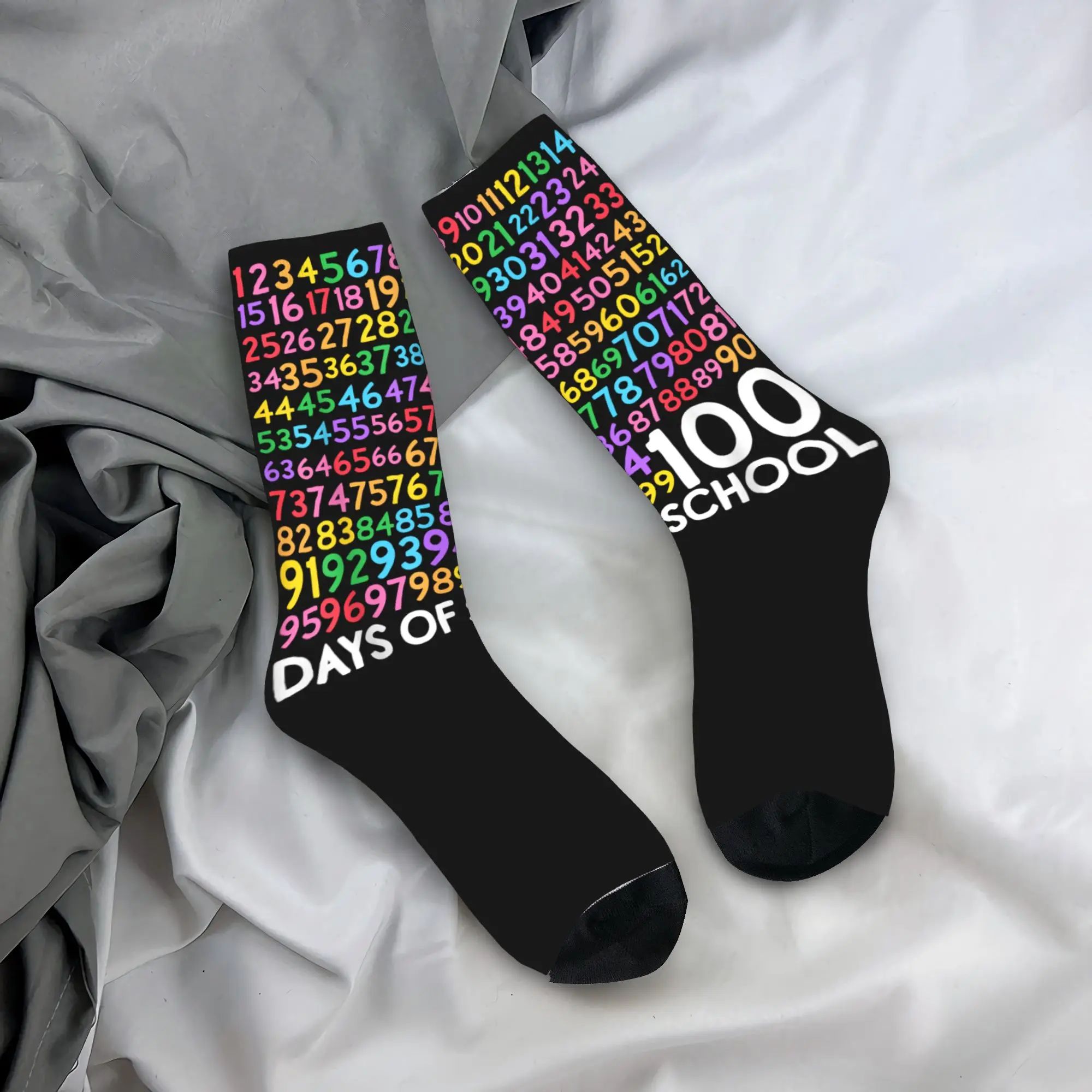 

Носки для взрослых мужчин и детей, на 100-й день учебного года, с тематикой учителя и математики, с цифрами, зимние, необычные, дышащие, нескользящие
