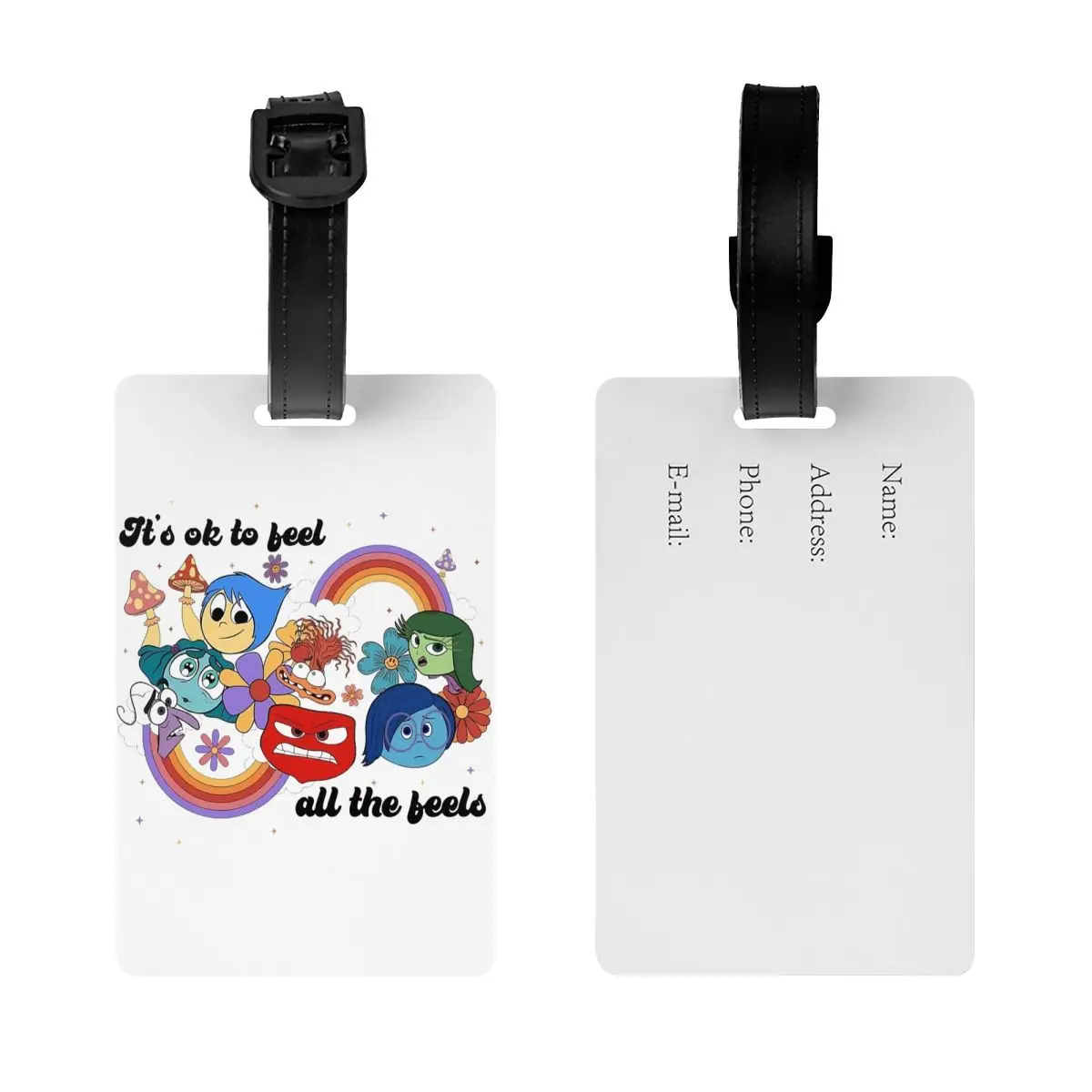 Inside Out Emotions Anxiety Anger Luggage Tags Suitcase PVC Travel Accessories Luggage Bag Case Tags ID Address Baggage Tag Gift