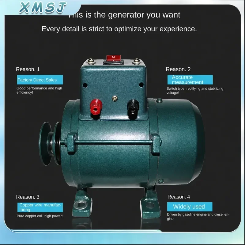 3500W 220V Brushless Permanent Magnet Generator Single Phase Pure Copper Pulley Type Home Lighting Power Supply High